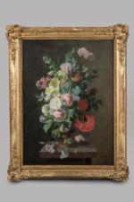 ECOLE LYONNAISE du milieu du XIXème siècle. "Bouquet de fleurs".
Toile
81...