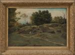 Pierre BONIROTE (1811-1891). « Deux promeneuses ».
Huile sur toile signée.
38 x 58...