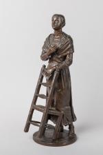 Édouard DROUOT (1859-1945). Femme à la prière. Statue en bronze...