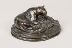 Antoine Louis Barye (1796-1875) d'après
« Jaguar tenant un caïman »
Groupe...
