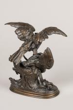 Édouard Delabrière (1829-1912)
« Les rapaces »
Groupe en bronze à patine...