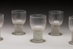 René Lalique (1860-1945)Série de neuf verres à liqueur modèle «...