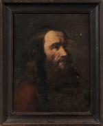 École française du XIXème siècle.
Portrait d'un homme barbu.
Huile sur toile.
56...