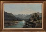 Alfred GODCHAUX (1835-1895).
Rivière en montagne.
Huile sur toile.
Signé en bas à...