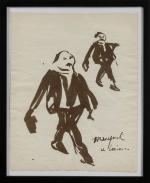 Albert MARQUET (1875-1947).
Deux hommes marchant, vers 1904.
Encre au pinceau sur...