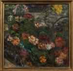 Attribué à Morgan RUSSELL (1886-1953).
Parterre de fleurs de "La cage",...