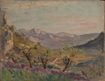 Edouard LEVERD  (1881-1950).

Ensemble de quatre oeuvres: 

"Paysage à Moustiers...