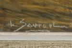 Le SANTOUL ( ?) (XXème siècle).
Chemin vers l'église.
Pastel sur papier.
Signé...