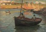 Alfred Victor FOURNIER (1872-1924).
Pêcheurs dans la barque
Huile sur toile 
Signé...