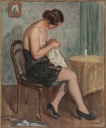 Charles SÉNARD (1878-1934).
La couture.
Huile sur toile.
Signé en bas à droite.
65...