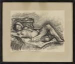 Etienne MORILLON (1884-1949).
Nu allongé, jambes pliées.
Fusain sur papier.
Signé en bas...