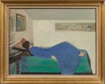 Suzanne BRIANCON-RUETSCH (1902-2003).
Le repos dans l'atelier.
Huile sur toile.
Signé en bas...