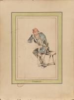 Nicolas-Toussaint CHARLET (1792-1845). "La pause". Technique mixte sur papier. 27...