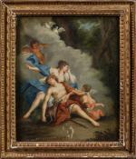ECOLE FRANCAISE vers 1780
La mort d'Adonis
Panneau parqueté
33 x 27 cm
(Manques...