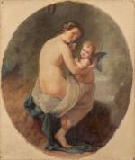 Charles Gustave HOUSEZ (1822-1888).
Nymphe et angelot, 1864.
Huile sur toile. (vue...