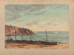 Claude Antoine PONTHUS-CINIER (1812-1885).
Les environs de Gênes, barques de pêcheurs...