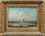 Claude Antoine PONTHUS-CINIER (1812-1885).
Barque de pêcheur près de la tour.
Huile...