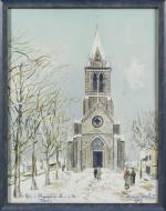 Maurice UTRILLO (1883-1955). 
Eglise de Champagne-au-Mont-d'Or (Rhône), 1927. 
Gouache sur...