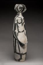 MadouraGrand sujet en céramique à décor de femme stylisée noir...