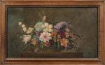 ECOLE FRANCAISE vers 1840
Corbeille de fleurs sur un entablement
Panneau, 2...