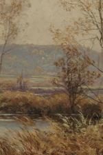 Alexandre Gabriel RIGOLOT (1862-1932).
Bord d'étang au peuplier.
Huile sur toile.
Signé en...