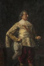 Charles-François PECRUS (1826-1907).
Mousquetaire devant un tableau.
Huile sur toile.
Signé en bas...