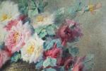 Blanche ODIN (1865-1957).Roses dans un cuivre.Aquarelle sur papier.Signé en bas...