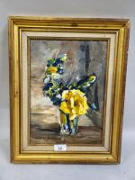 Maurice SAVREUX - (1884-1971)
Roses jaunes
Huile sur panneau signée en bas...