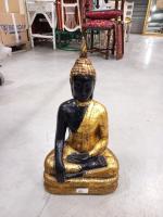Statuette de Bouddha assis en padmasana  en tôle laqué...