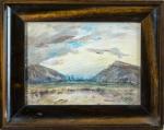 Joannès DREVET (1854-1940). " Paysage de montagne ". Aquarelle sur...