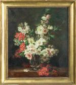 Berthe COSTADAU (XIXème-XXème siècle). " Vase de fleurs ". Huile...