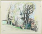 Emile DIDIER (1890-1965). " Les grands arbres ". Pastel sur...