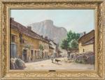 Claudius SEIGNOL (1858-1926). " L'entrée du village en montagne "....