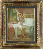 Pierre BONNAUD (1865-1930). " Le réveil ". Huile sur toile,...
