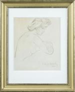 Roger Chapelain Midy (1904-1992). " Femme, buste nu, assise, 1944...