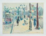 Roger BRAVARD (1923-2015). " Place Bellecour, Lyon, 1943 ". Crayon...