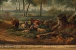 Attribué à Frans SWAGERS
(1756-1836)
Vacher endormi près de son troupeau
Sur sa...