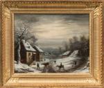 Louis Claude MALEBRANCHE
(Caen 1790 - 1838)
Village sous la neige
Toile
48 x...