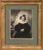ECOLE FRANCAISE vers 1830. 
Portrait de femme aux larges anglaises....