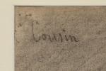 Charles-Louis COUSIN (1807-1887). 
Nu bras levé. 
Dessin au fusain sur...