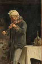 Alessandro SANI (1856-1927). 
Grand-père au violon animant des marionnettes devant...