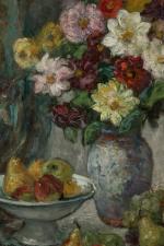 Jacques MARTIN (1844-1919).
Nature morte et coupe de fruits.
Huile sur toile.
Signé...