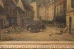 GABRIELLI (école du XIXème siècle).
Marché sur la place.
Huile sur toile.
Signé...