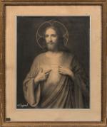 Henri-Charles ANGENIOL (1870-1959).
Le Sacré-Coeur de Jésus.
Fusain sur papier bistre.
Signé en...