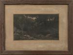 Henri-Charles ANGENIOL (1870-1959).
Gorges le soir.
Fusain sur papier brun.
Signé en bas...