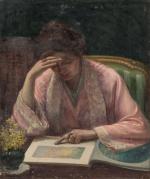 Henri-Charles ANGENIOL (1870-1959).
Femme lisant.
Huile sur toile.
60 x 50 cm.
Petits manques.
Cachet...