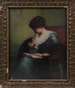 Henri-Charles ANGENIOL (1870-1959).
Jeune femme lisant, 1913. 
Huile sur toile.
Signé et...