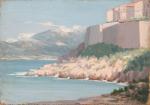 Henri-Charles ANGENIOL (1870-1959).
Vue sur la forteresse de Calvi, Corse. 
Huile...