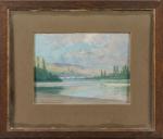 Henri-Charles ANGENIOL (1870-1959).
Bord de rivière. 
Pastel sur papier, Signée en...