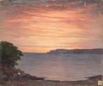 Henri-Charles ANGENIOL (1870-1959).
Soleil couchant en bord de mer, 1953.
Huile sur...